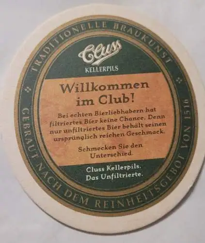 Bierdeckel - Cluss Kellerpils