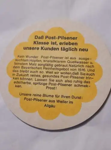 Bierdeckel - Post Brauerei Weiler