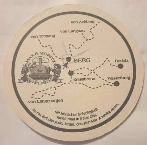 Bierdeckel - Max & Moritz Gasthaus Brauerei Kressbronn/Berg