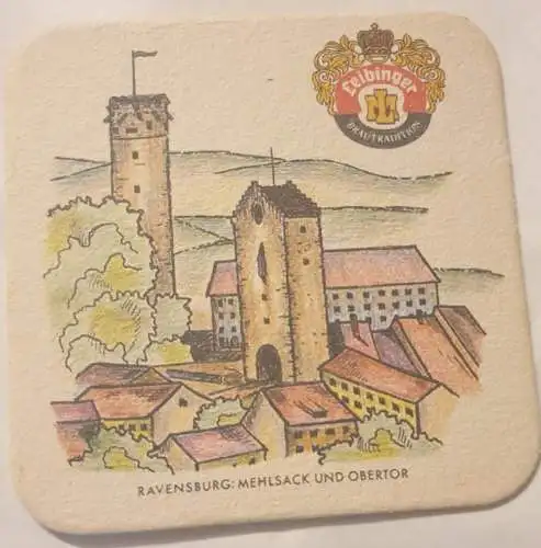 Bierdeckel - Leibinger Bier - Ravensburg Mehlsack und Obertor