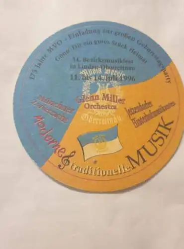 Bierdeckel - Post Brauerei Weiler - 34. Bezirksmusikfest Lindau-Oberreitnau - 1996