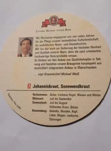 Bierdeckel - Heilkräuter aus unserer Heimat - Johanniskraut