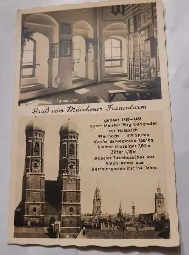 Gruß vom Münchener Frauenturm  - Turm Besteigung 1. Juni 1939