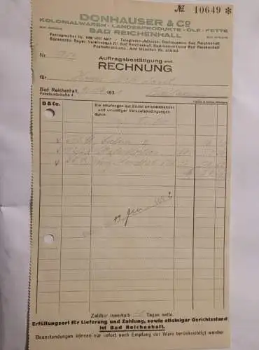 Rechnung - Donhauser & Co - 1931 - Bad Reichenhall