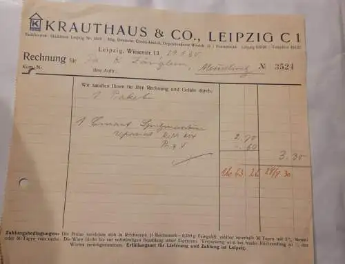 Rechnung - Krauthaus & Co Leipzig - 1930 (2)