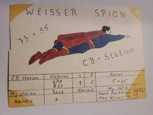 QSL Karte - CB - Station - Weisser Spion