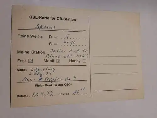 QSL Karte - CB-Station - Spinne