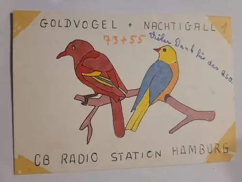 QSL Karte - CB Radio - Station Hamburg - Goldvogel + Nachtigall