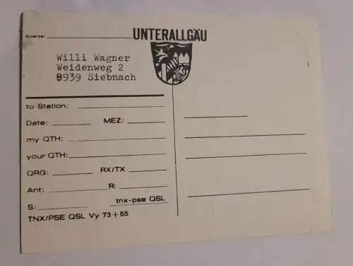 QSL - Karte - Unterallgäu - Hashpapy