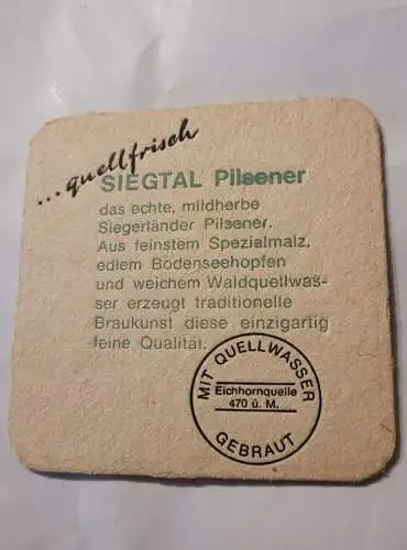 Bierdeckel - Siegtal Pils