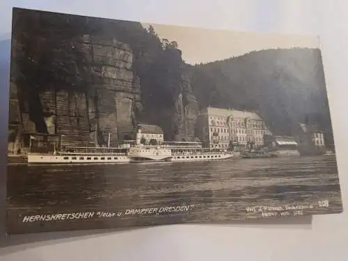 Hernskretschen - Elbe u Dampfer Dresden