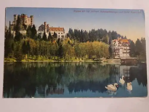 Alpsee mit kgl. Schloss Hohenschwangau und Hotel Alpenrose
