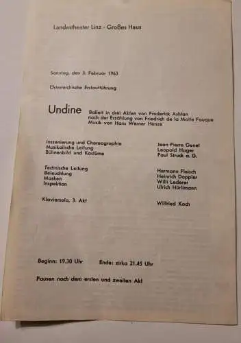 Landestheater Linz - Großes Haus Undine 1963