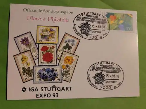 Offizielle Sonderausgabe Flora + Philatelie IGA Stuttgart Expo 93