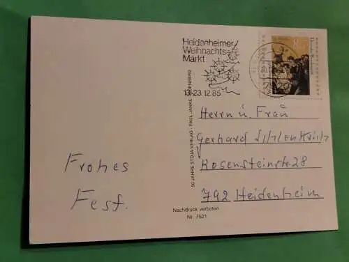 Nürnberger Christkindlesmarkt - Stempel Heidenheimer Weihnachtsmarkt 1985