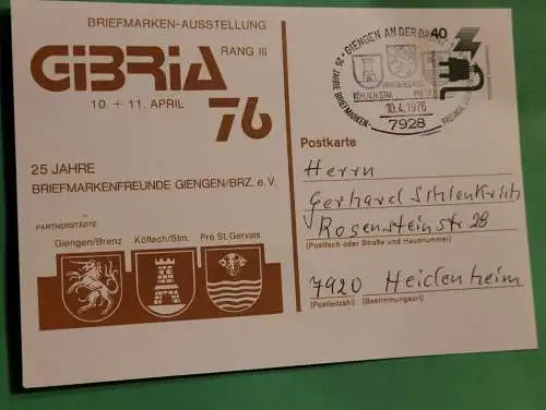 Briefmarkenausstellung Gibria 76 - 25 Jahre Briefmarkenfreunde Gingen/Brenz