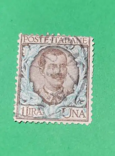 Victor Emmanuel 3. Poste Italiane 1 Lira Une