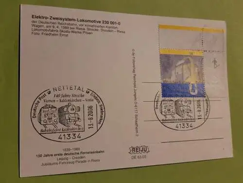 GüterzuglokomotiveElektro Zweisystem Lokomotive - Sonderstempel 140 Jahre Strecke