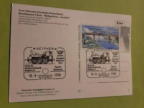 Dampflok Hoya - Sonderstempel - 100 Jahre Kleinbahn Waidenau Deuz