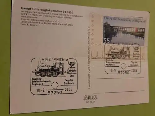 Dampf Güterzuglokomotive 541620 - Sonderstempel 100 Jahre Kleinbahn Waidenau Deuz