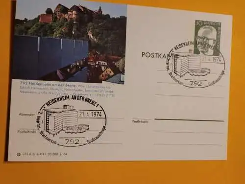 Stempel - Heidenheim an der Brenz - 2. Intern. Briefmarken Großtauschtage 1974