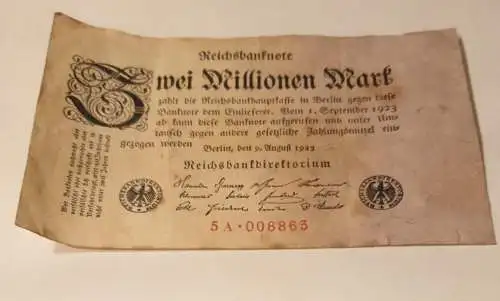 2 Millionen Mark 1923