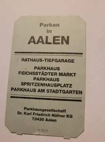 Parkticket Aalen - 13.04.2000