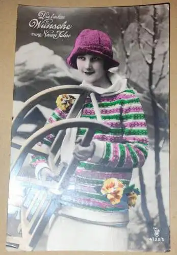 Alte Postkarte - Die Besten wünsche zum neuen Jahr