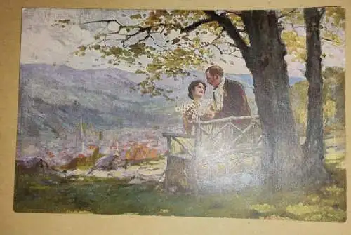 Alte Postkarte - Die gold'ne Zeit der ersten Liebe