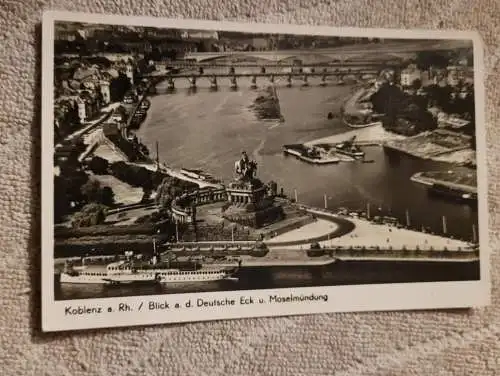 Alte Postkarte - Koblenz a. Rh. Blick a. d. Deutsche Eck u. Moselmündung