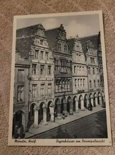 Alte Postkarte - Münster  Westfalen Bogenhäuser am Prinzipalmarkt