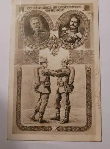 Alte Postkarte - Deutschlands Einigkeit Österreichs