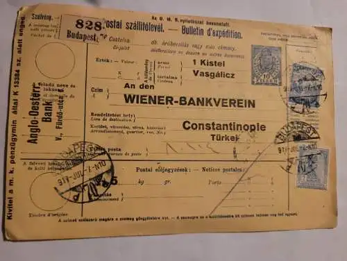 An den Wiener Bankverein Constantinople Türkei