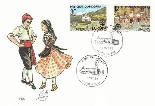 Andorra spanische Post  Nr 138 - 139 (1 FDC) Ersttagssonderstempel