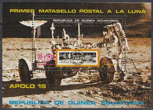 Äquatorial-Guinea  Nr 25 gezähnt (Block 1) und Nr. A 25 geschnitten (Block 2) beide gestempelt