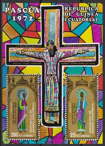 Äquatorial-Guinea  Nr 53 - 54 gezähnt (Block 7) und Nr. A 53 geschnitten (Block 8) beide gestempelt