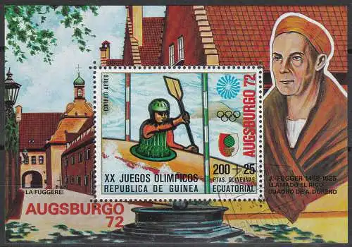 Äquatorial-Guinea  Nr 64 gezähnt (Block 9) und Nr. A 64 geschnitten (Block 10) beide gestempelt