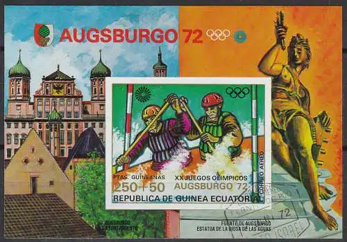 Äquatorial-Guinea  Nr 64 gezähnt (Block 9) und Nr. A 64 geschnitten (Block 10) beide gestempelt