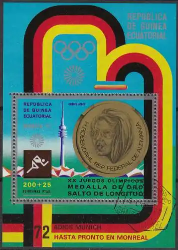 Äquatorial-Guinea  Nr 170 gezähnt (Block 40) und Nr. A 170 geschnitten (Block 41) beide gestempelt