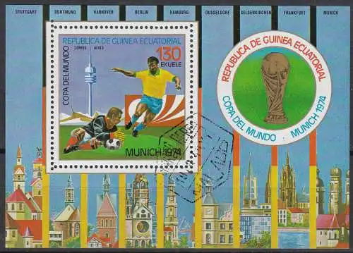 Äquatorial-Guinea  Nr 346 gezähnt (Block 95) und Nr. A 346 geschnitten (Block 96) beide gestempelt