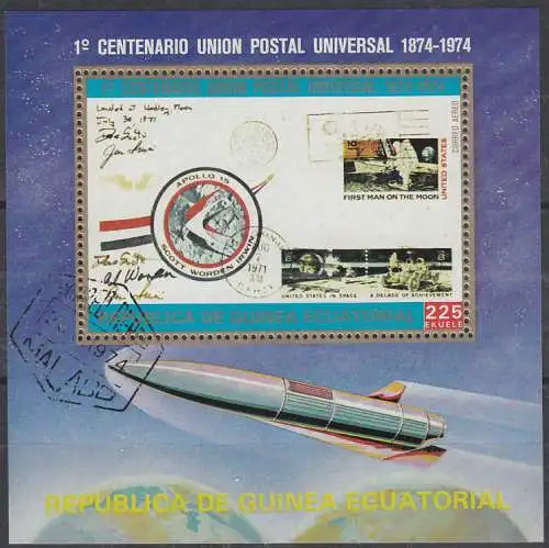 Äquatorial-Guinea  Nr 389 gezähnt (Block 109) und Nr. A 389 + B 389 geschnitten (Block 110) beide gestempelt