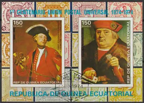 Äquatorial-Guinea  Nr 389 gezähnt (Block 109) und Nr. A 389 + B 389 geschnitten (Block 110) beide gestempelt