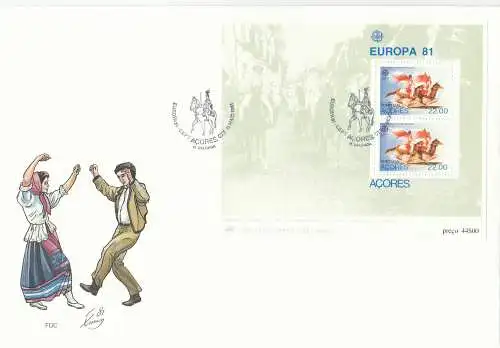 Portugal Azoren  Nr 342 (2 x) Block 2 (1 FDC) Ersttagssonderstempel