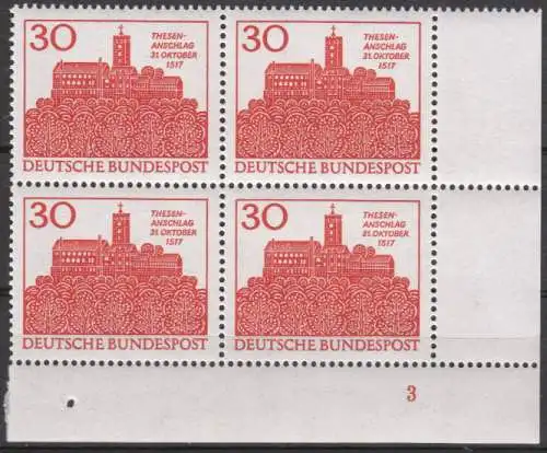 Bundesrep. Deutschland  Nr 544 (4-er Block; Eckrand unten rechts mit Formnummer 3) Postfrisch / **