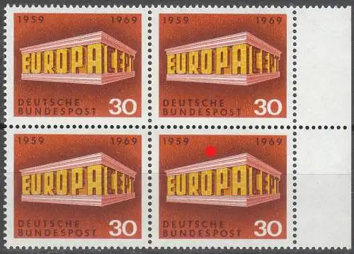 Bundesrep. Deutschland  Nr 584 (4-er Block - Plattenfehler) Postfrisch / **