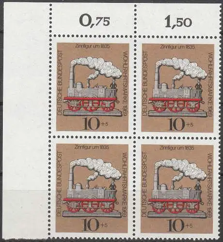 Bundesrep. Deutschland  Nr 604 (4-er Block - Plattenfehler) Postfrisch / **