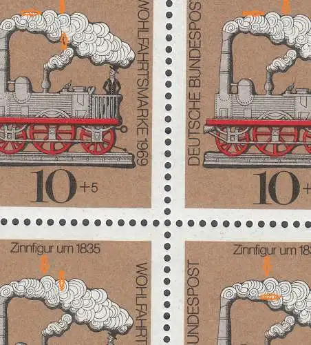 Bundesrep. Deutschland  Nr 604 (4-er Block - Plattenfehler) Postfrisch / **