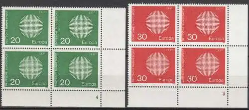 Bundesrep. Deutschland  Nr 620 - 621 (4-er Blocks mit Formnummern) Postfrisch / **
