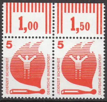 Bundesrep. Deutschland  Nr 694 A W OR (Markenpaar - Walzendruck - Oberrand) Postfrisch / **