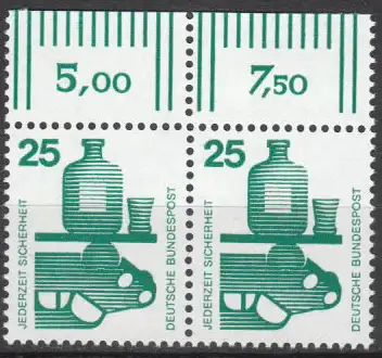 Bundesrep. Deutschland  Nr 697 A W OR (Markenpaar - Walzendruck - Oberrand) Postfrisch / **